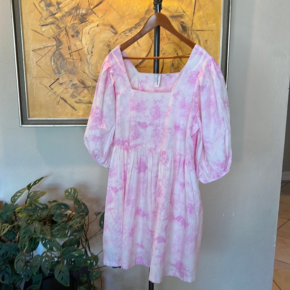 Collusion tie dyed smock mini dress